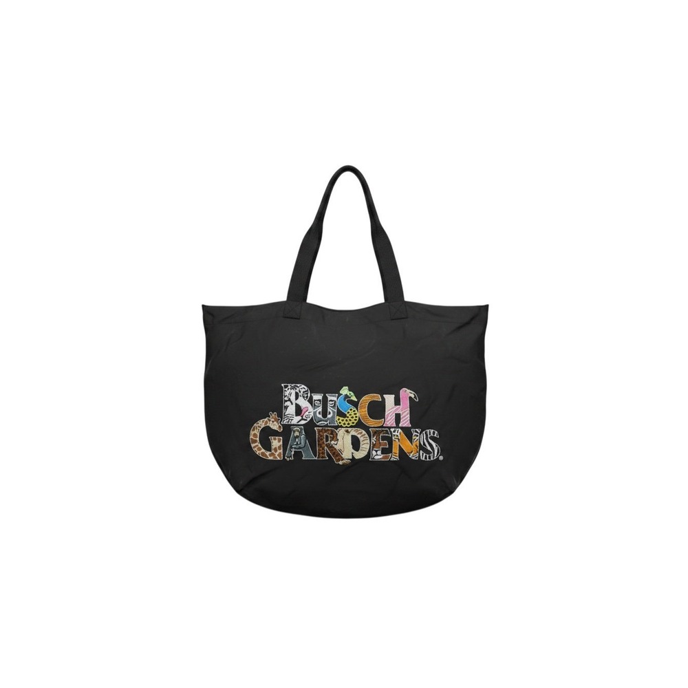 Busch Gardens Tote Bag Unisex Large Black Excellent Animal Print Graphic Zip